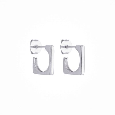 Argola Quadrada Jade Prata