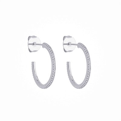 Argola Cravejada Veneza Ródio