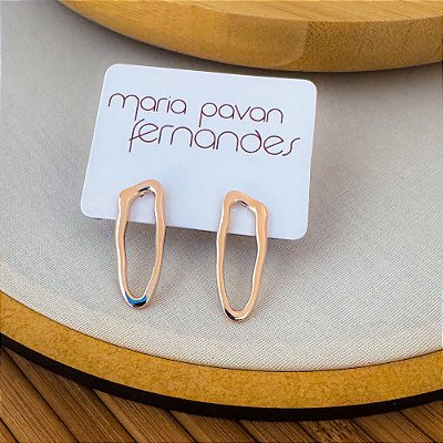 Brinco Sofia Oval Orgânico Banho Ouro 18k