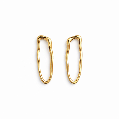 Brinco Sofia Oval Orgânico Banho Ouro 18k