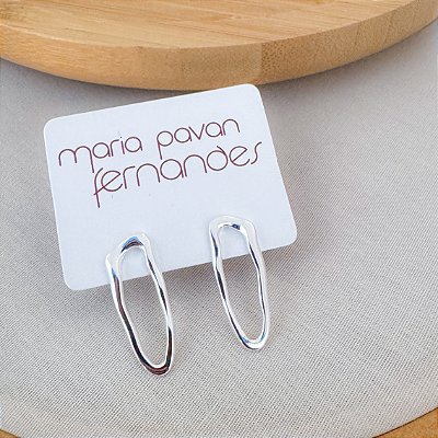 Brinco Sofia Oval Orgânico Prata