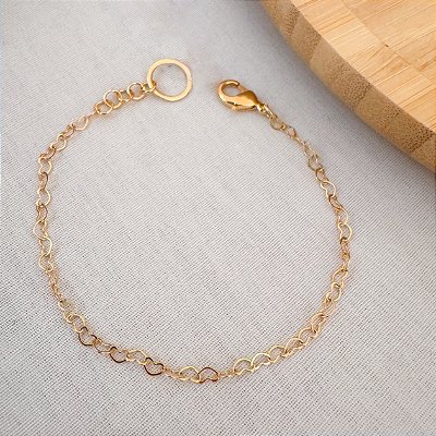 Pulseira Corações Delicate Banho Ouro 18k