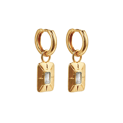 Argola Lisa Élan Pingente Zircônia Banho de Ouro 18k