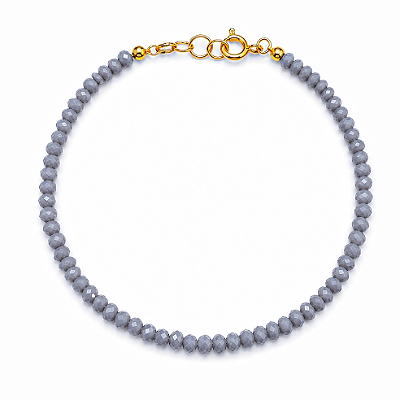 Pulseira Cristal Grey - Banho 12 Camadas Ouro 18k