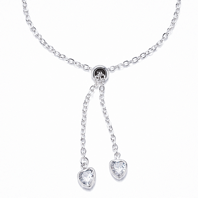 Pulseira Gravata Coração Prata