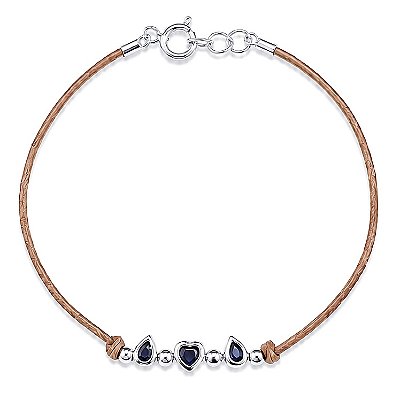Pulseira Couro Legítimo Prata