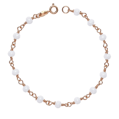 Pulseira Cristal Leitoso - Banho 12 Camadas Ouro 18k