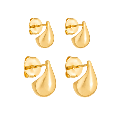 Brinco Gota Manu - Banho 12 Camadas Ouro 18k - Tamanhos vendidos separadamente