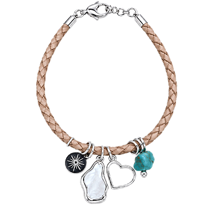 Pulseira Couro Legítimo Patuá Prata