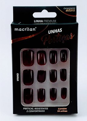 Macrilan Unhas Posticas Vinho 24Pc Up313A