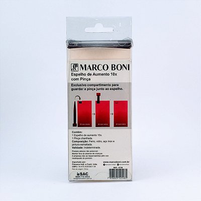 Marco Boni Espelho De Aumento 10 X Com Pinca