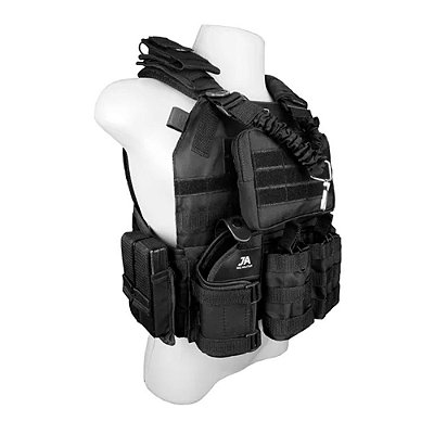 Colete Modular Plate Carrier + 8 Peças - Preto