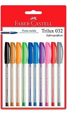 Caneta Esferográfica Trilux 032 com 10 Cores Faber-Castell