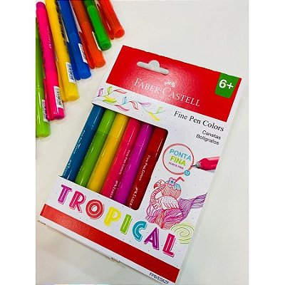Caneta Fine Pen 0.4mm Tropical 6 Cores Faber-Castell