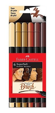 Caneta FABER-CASTELL SuperSoft Brush Tons de Pele c/ 6 cores