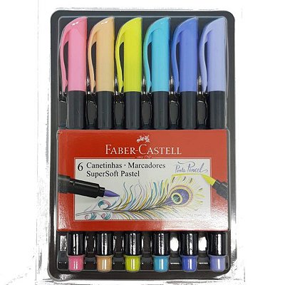 Caneta Supersoft 6 cores Pastéis- Brush