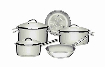 Jogo de Panelas Tramontina Inox Fundo Triplo 5 Peças Solar 65510/780