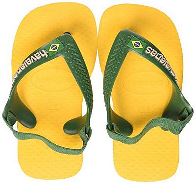 Chinelo Havaianas Baby Brasil Logo Amarelo banana