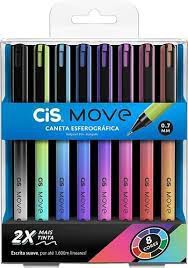 Caneta Esferográfica Cis Move 0.7mm c/8