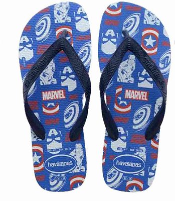 Chinelo Havaianas Top Marvel Logomania Azul Estrela