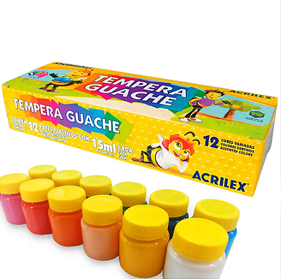 TINTA GUACHE 15ML C/12 SORT.ACRILEX