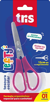 TESOURA ESCOLAR TRIS 619972 PARA CANHOTOS