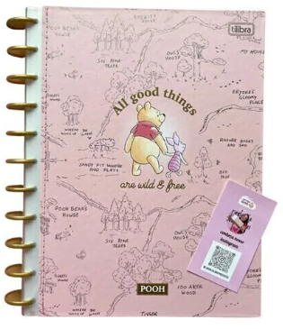 Caderno Tilidisco 10 Matérias Universitário Ursinho Pooh - Com QR Code
