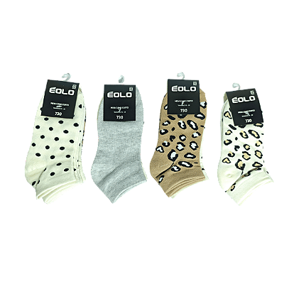 MEIA ÉOLO ADULTO FEMININA CANO CURTO 35-38 C/3 ESTAMP SORT.