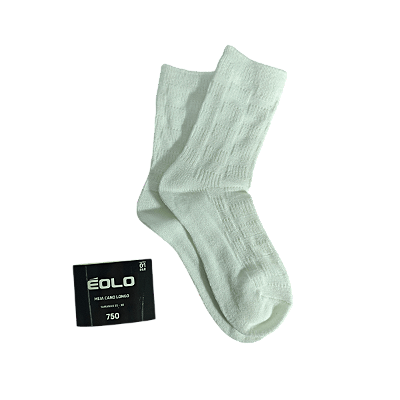 MEIA ÉOLO ADULTO FEMININA CANO LONGO 35-38 BRANCA LÃ ACRILICA