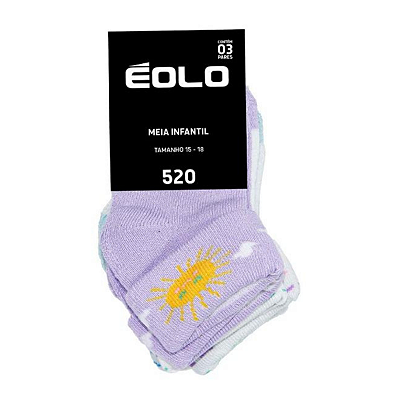 MEIA ÉOLO BEBÊ FEMININA CANO LONGO 15-18 C/3 SORTIDA