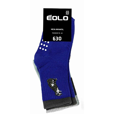 MEIA ÉOLO BEBÊ MASCULINA CANO LONGO 19-22 C/3 SORTIDA 73% ALGODÃO