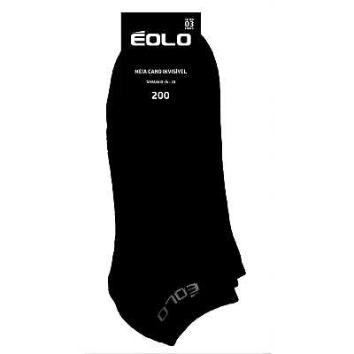 MEIA ÉOLO CANO INVISÍVEL C/3 PRETO 80% ALGODÃO