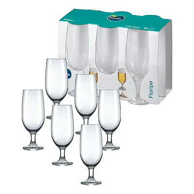 TAÇA VIDRO NADIR FLORIPA 7732 C/6 300ML CERVEJA