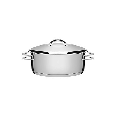 Caçarola solar rasa em aço inox fundo triplo com tampa e alças 62503 Tramontina