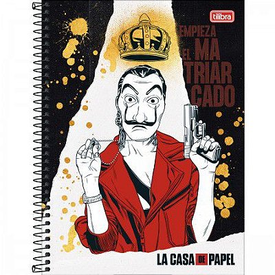 Caderno espiral capa dura 1/1 la casa de papel 80F Tilibra