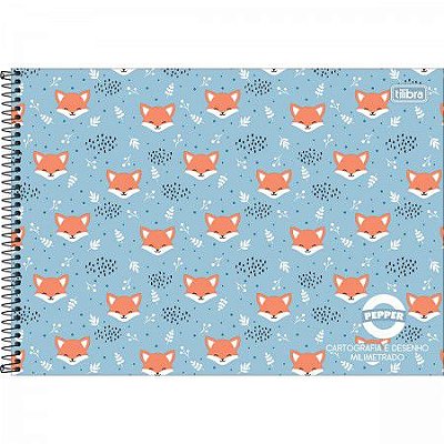 Caderno de cartografia e desenho espiral capa dura unissex pepper 80F Tilibra