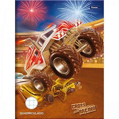 Caderno capa dura 1/1 quadriculado cross racing 40F Foroni