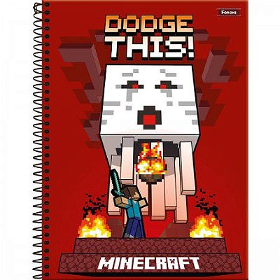 Caderno capa dura espiral 1/1 96F minecraft foroni