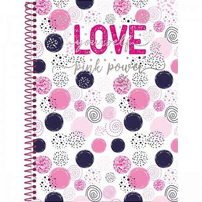 Caderno capa dura espiral 1/1 96F pink power Foroni