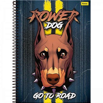 Caderno capa dura espiral 1/1 96F power dog Foroni