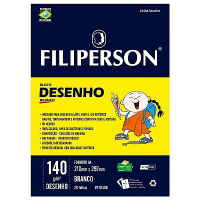 Bloco Desenho A4 Branco 140G 20Folhas