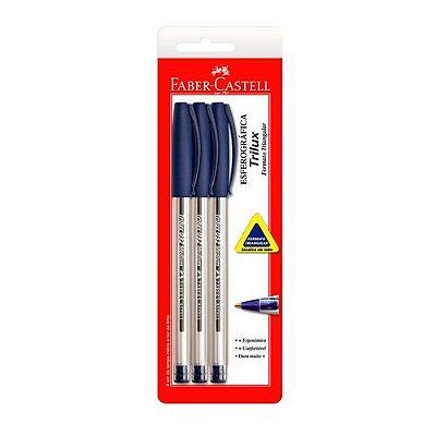 Caneta C/3 azul média trilux