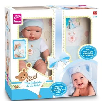 Boneca Bebezinho Real Azul Roma