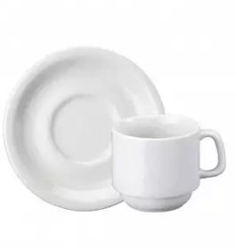 Xícara Chá c/ Pires Cilíndrica 200ml Porcelana Schmidt