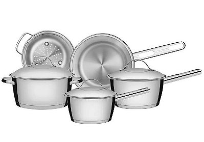 Conjunto de panelas Allegra 5 peças em aço inox Tramontina