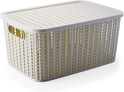 Caixa organizadora trama 8L c/tampa Plasutil