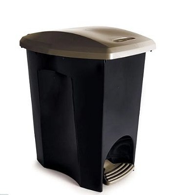 Lixeira c/pedal preta Plasutil
