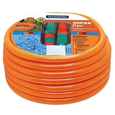 Mangueira Super Flex com Engates Rápidos e Esguicho - 25m - Laranja Tramontina