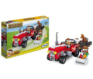 Blocos de Encaixe Fazenda Transporte de Animais 215p Xalingo