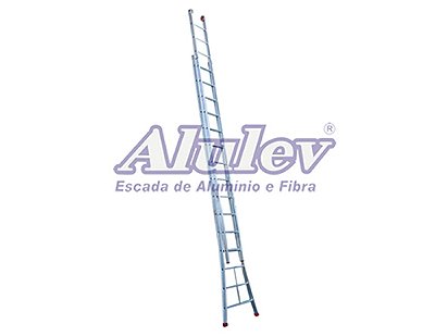 Escada Extensiva em Alumínio 15 Degraus - 4,85m / 8,08m Alulev